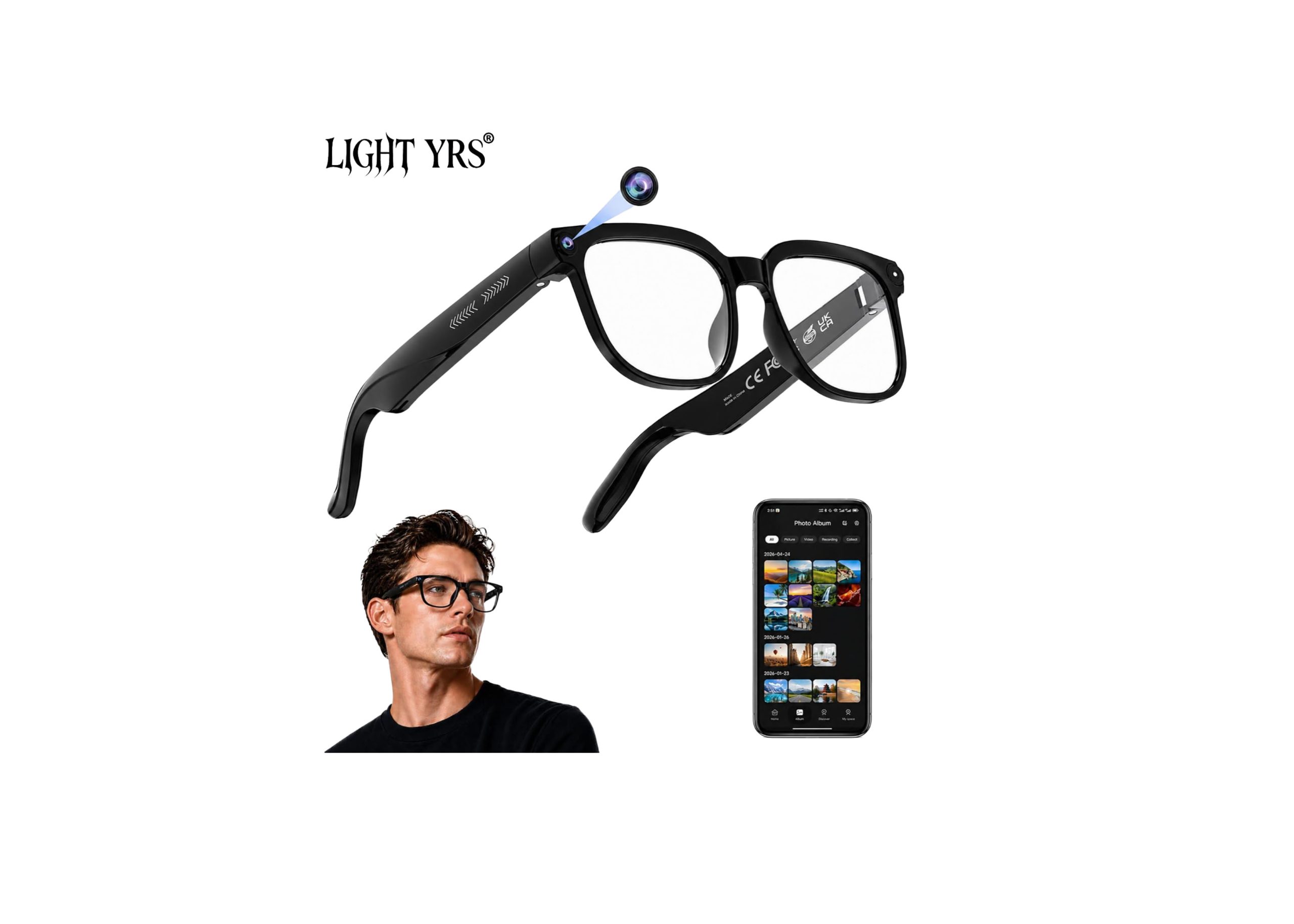 2026 AI smart glasses with camera and Bluetooth, first view recording, 8-megapixel 4K camera, supports translation and voice control, can record video and audio, IP67 waterproof, suitable for business and outdoor occasions,Meta Glasses