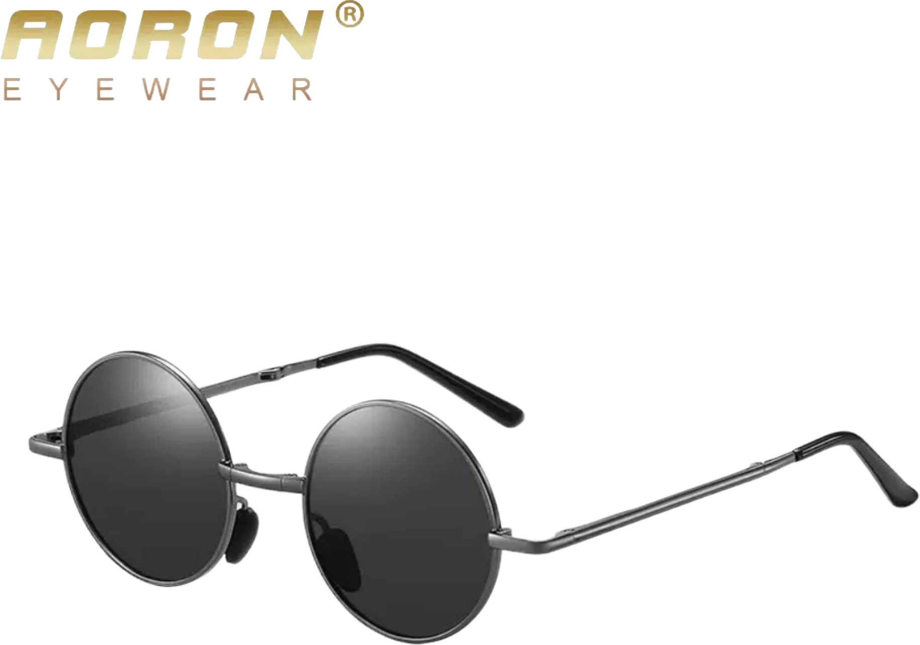 2026 New Polarized Metal Sunglasses Men's and Women's Fashion Round Frame Sunglasses Cross border Foldable Crown Prince Glasses