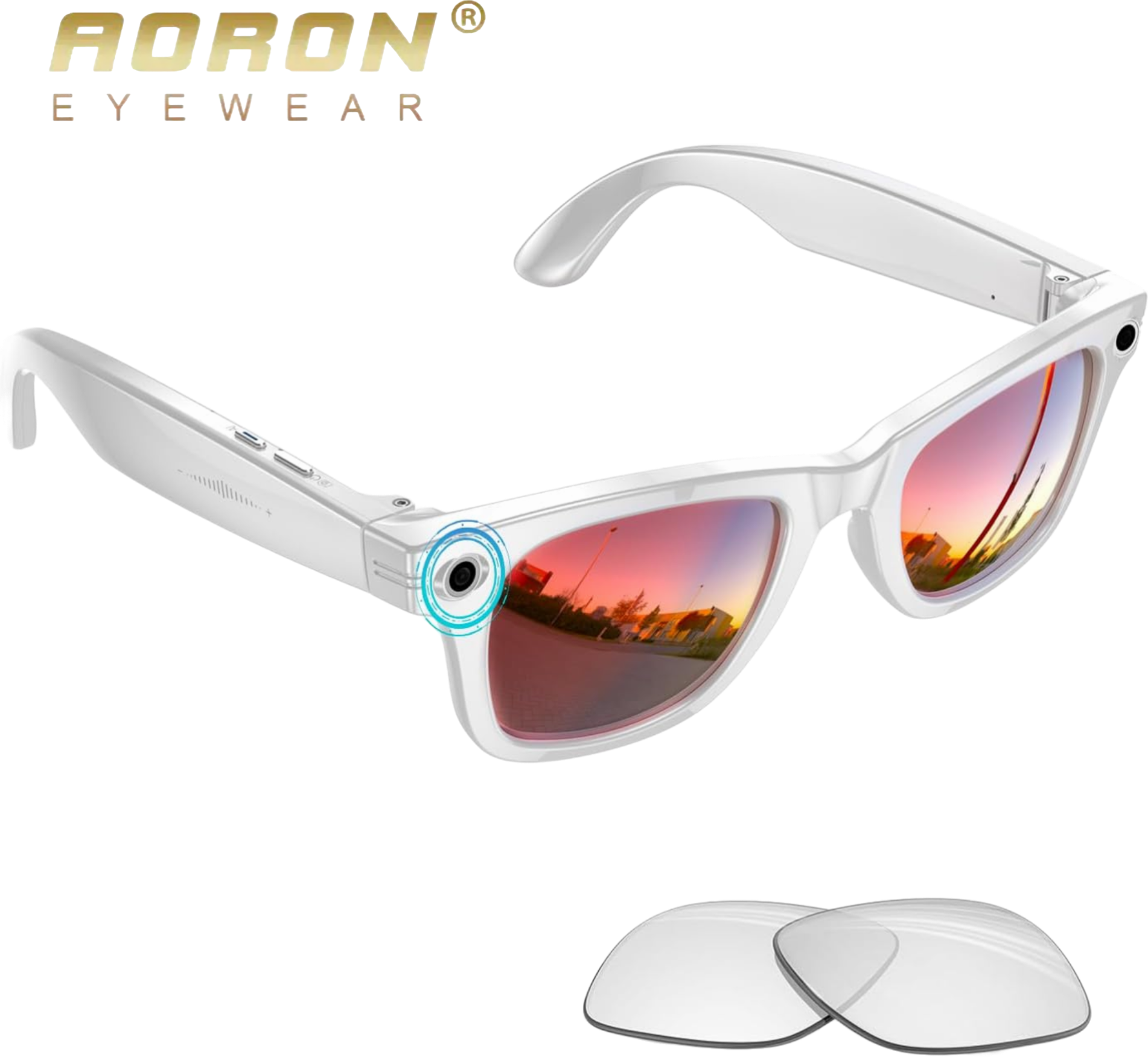 2026 AI smart glasses with camera and Bluetooth, 8-megapixel 4K camera, supports translation and voice control, can record video and audio, IP67 waterproof, suitable for business and outdoor occasions